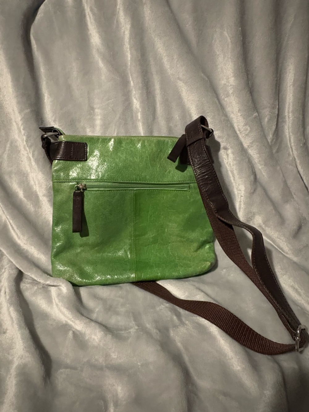 Vintage Danier Green Distressed Leather Crossbody Bag - Rate Colour - Picture 2 of 2